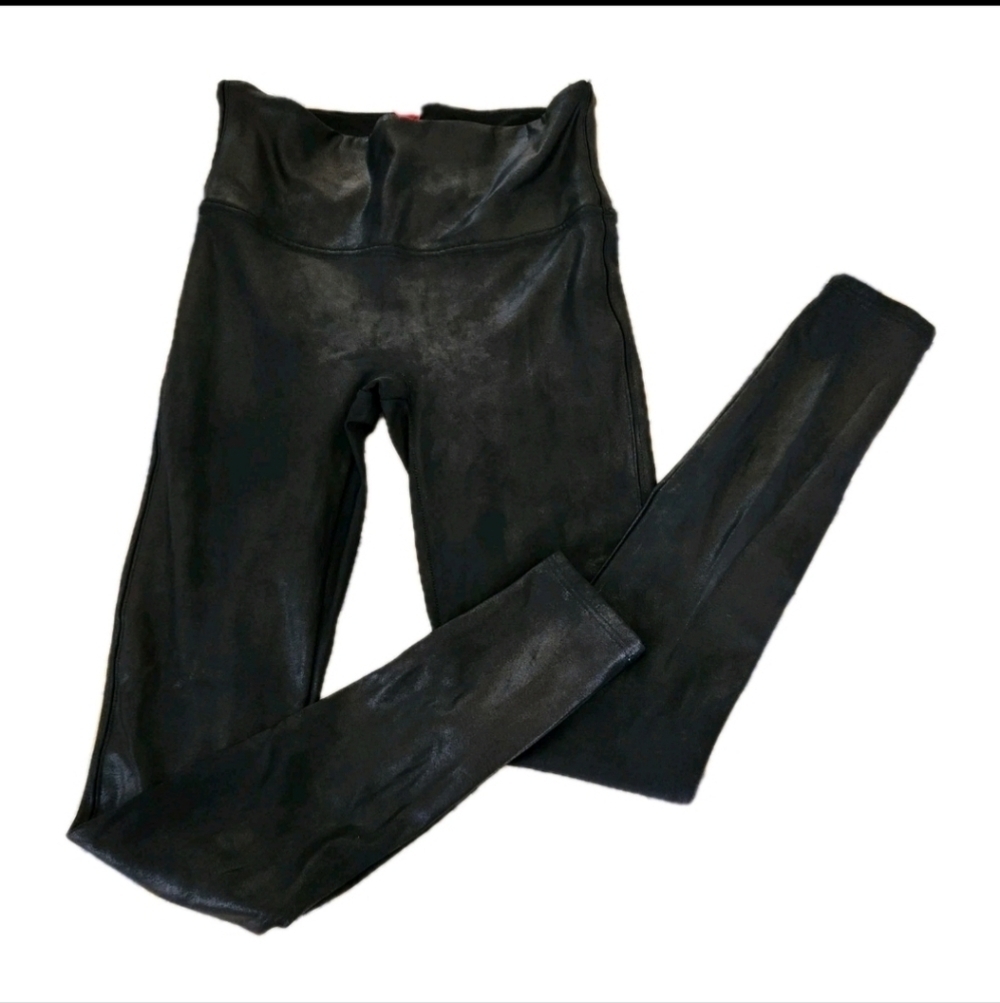 Spanx Faux Leather Look Leggings Womens Size Medium Black